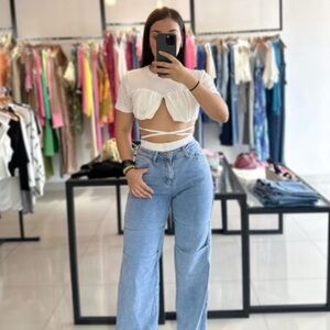 NWOT Light Blue Contrast Waist denim Jeans XS